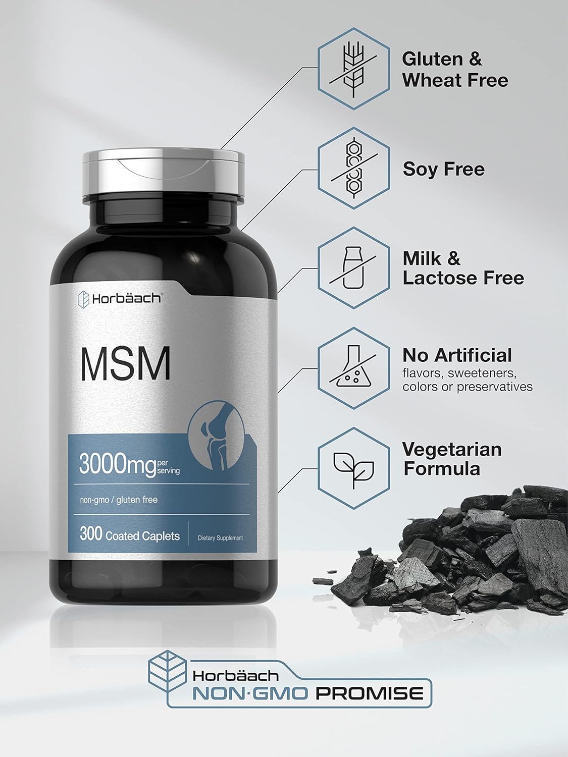 MSM Supplement | 3000mg | 300 Coated Caplets | Methylsulfonylmethane w