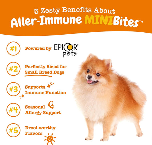 Zesty Paws Dog Allergy Relief - Anti Itch Supplement - Omega 3 Probiotics For Dogs - Digestive Health - Soft Chews For Skin & Seasonal Allergies - With Epicor Pets - Mini - Lamb - 90 Count