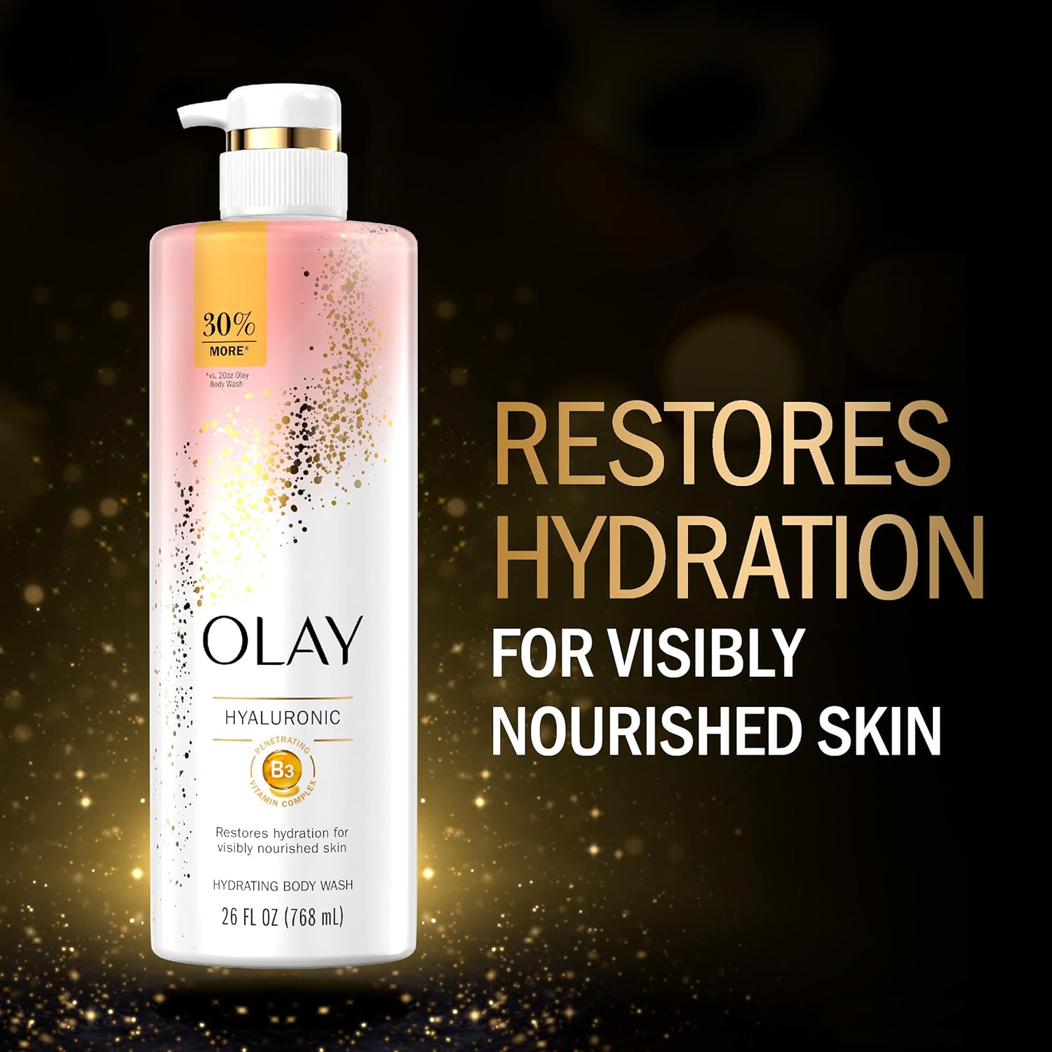 Olay Cleansing & Moisturizing Womens Body Wash 4ct with Vitamin B3 and Hyaluronic Acid 26 fl oz (Pack of 4) : Beauty & Personal Care