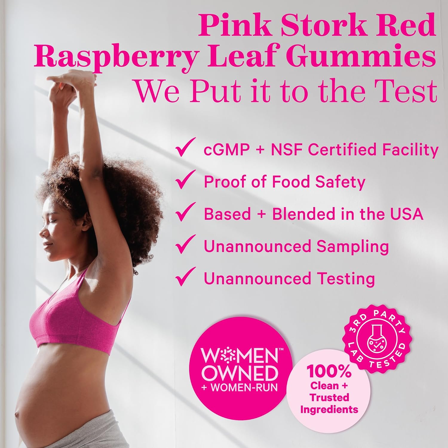 Pink Stork Red Raspberry Leaf Gummies - Third Trimester Labor Prep + Postpartum Mood Essentials with Evening Primrose Oil + Black Cohosh - 60 Vegan Gummy Supplements, Non-GMO : Health & Household