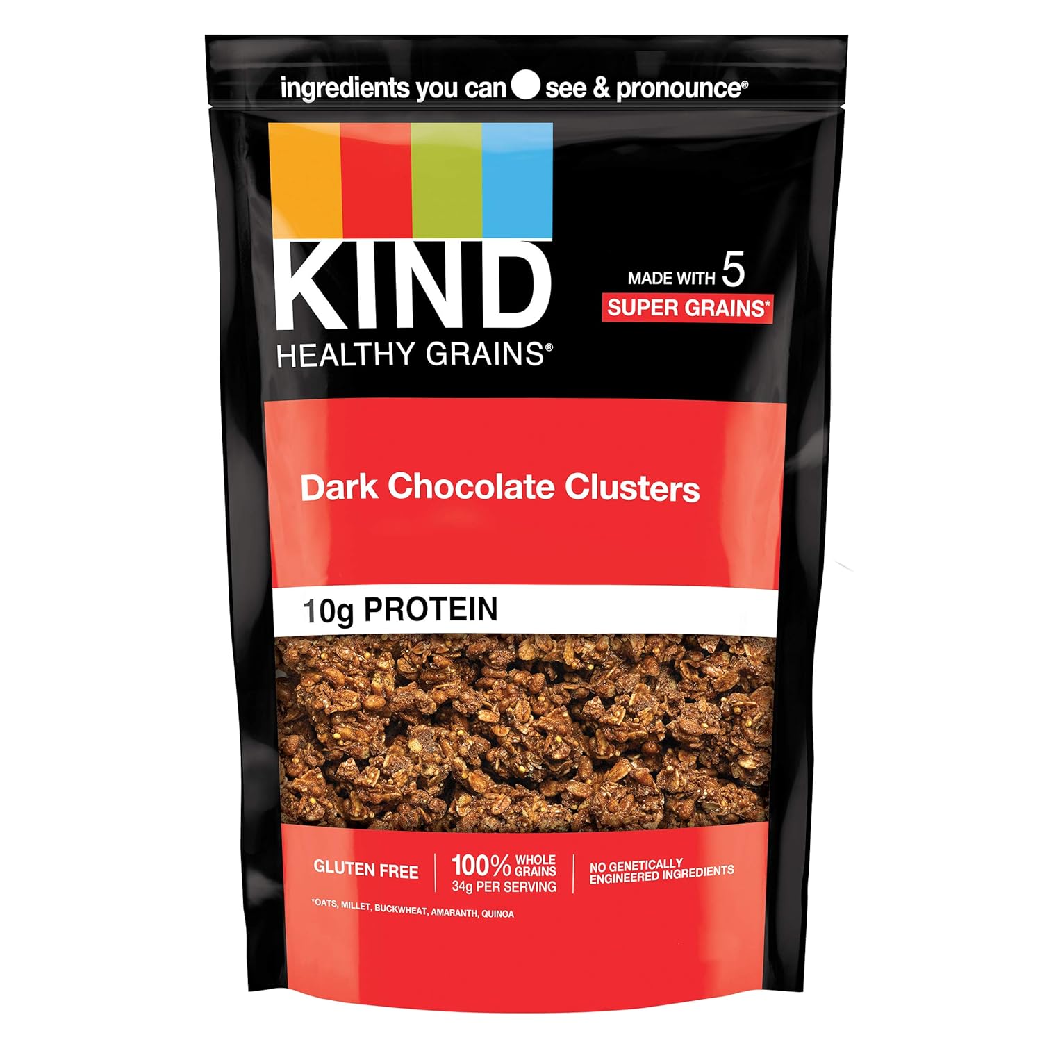 Kind Healthy Grains Granola, Healthy Snack, Dark Chocolate Granola Clusters, 10G Protein, Snack Mix 11 Oz, 1 Count