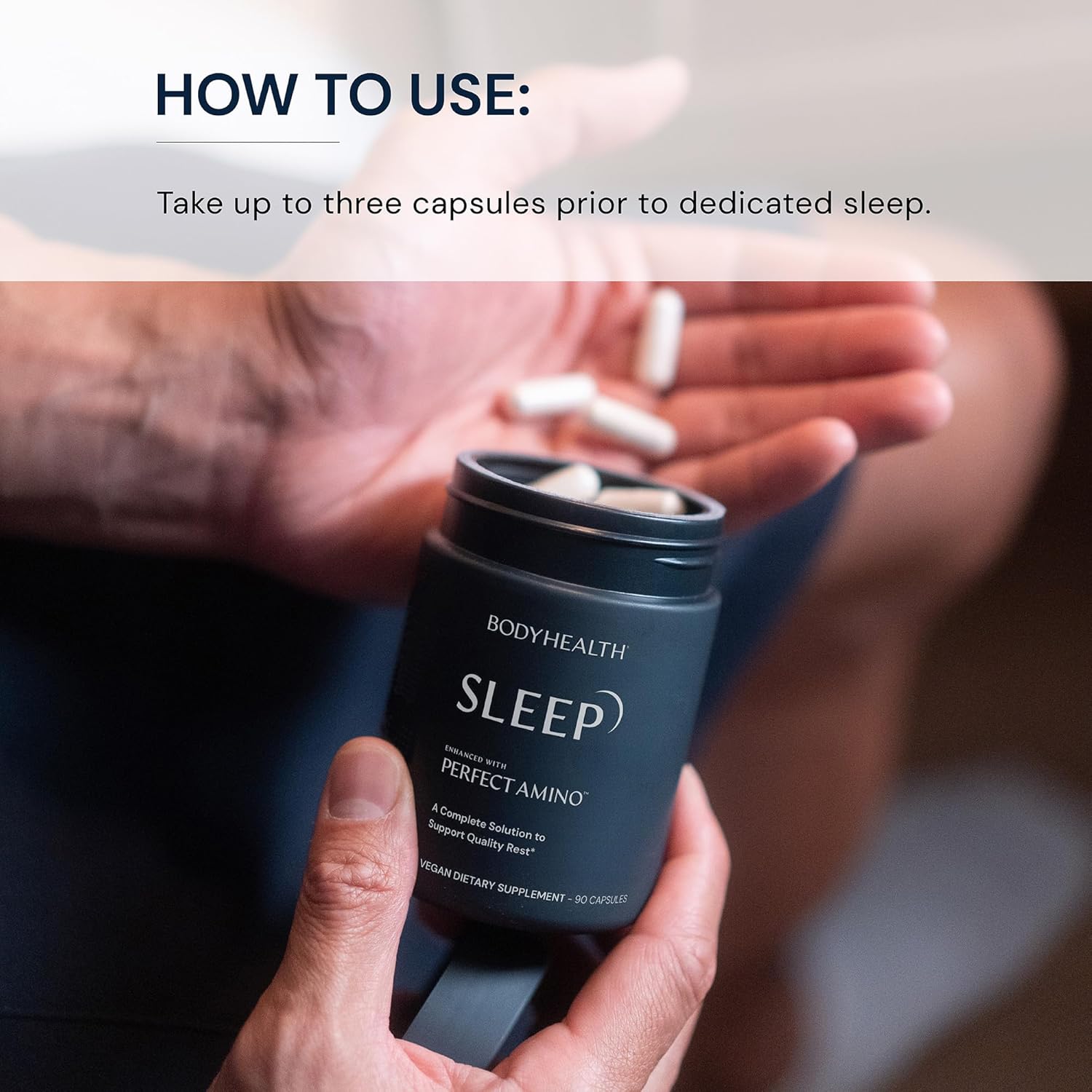 Bodyhealth Sleep, Sleep Aid And Supplement For Adults With 3 Mg Melatonin, Non-Habit Forming Pills Enhanced With Perfectamino - 90 Capsules : Health & Household