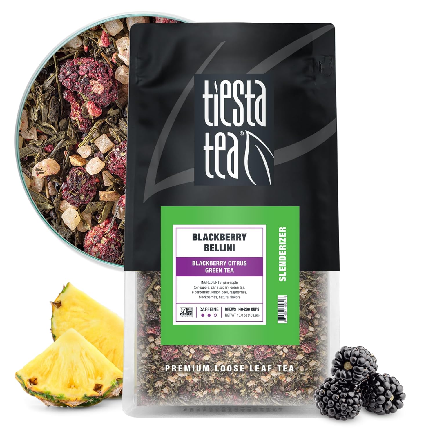 Tiesta Tea - Blackberry Bellini | Blackberry Citrus Green Tea | Premium Loose Leaf Tea Blend | Medium Caffeinated Green Tea | Make Hot Or Iced Tea & Brews Up To 200 Cups - 16 Oz Resealable Bulk Pouch