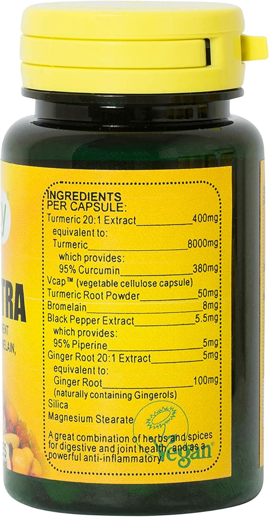Veganicity Turmeric Extra : Joint And Digestive Plant Supplement : 30 Capsules, In A Planet-Friendly 99% Recycled Pot