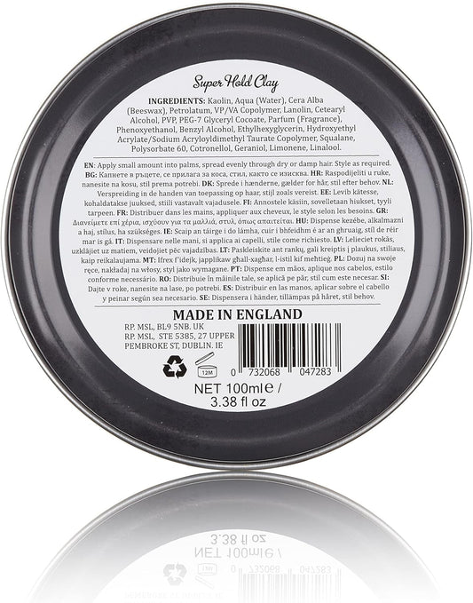 Dapper Dan Ultra Matte Hair Clay, Super Hold Hair Clay For Men, Long Lasting, Extra Strong Clay With Easy Application, Gently Fragranced, 2 X 100Ml