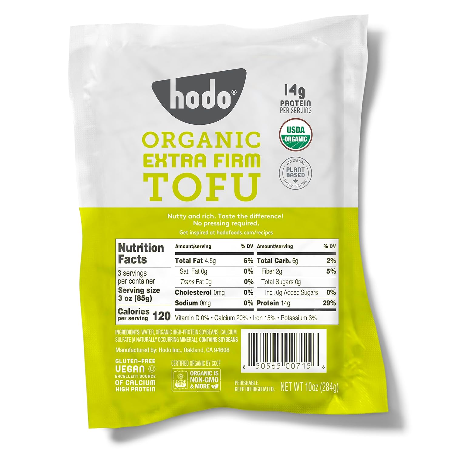 Hodo Extra Firm Organic Tofu | 47G Protein Per Pkg | Great In Air Fryer Or Soup | Great For Mapo Tofu, Fried Tofu, Baked Tofu, Scrambled Tofu | Pressed