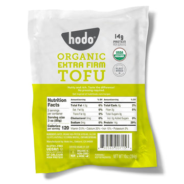 Hodo Extra Firm Organic Tofu | 47G Protein Per Pkg | Great In Air Fryer Or Soup | Great For Mapo Tofu, Fried Tofu, Baked Tofu, Scrambled Tofu | Pressed