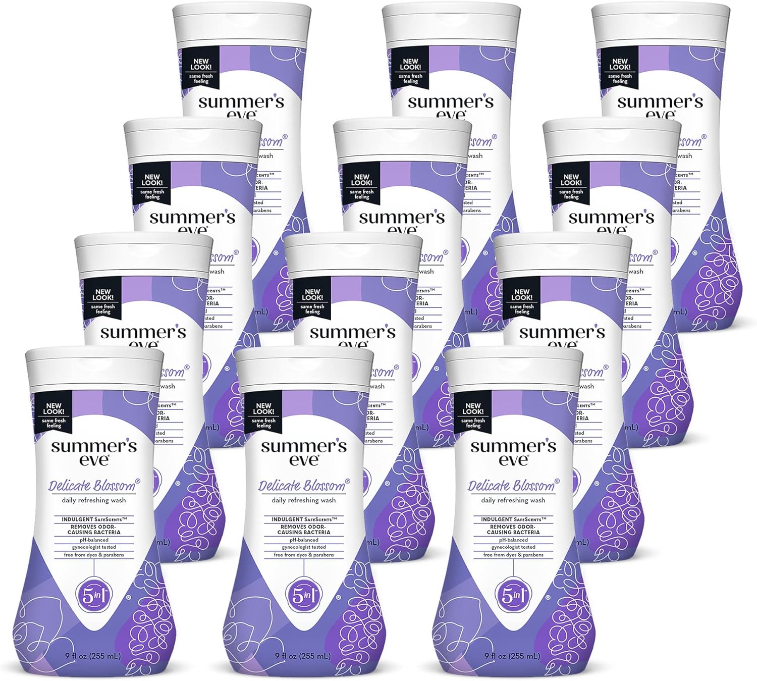 Summer'S Eve Delicate Blossom Daily Refreshing All Over Feminine Body Wash, Removes Odor, Feminine Wash Ph Balanced, 9 Fl Oz, 12 Pack