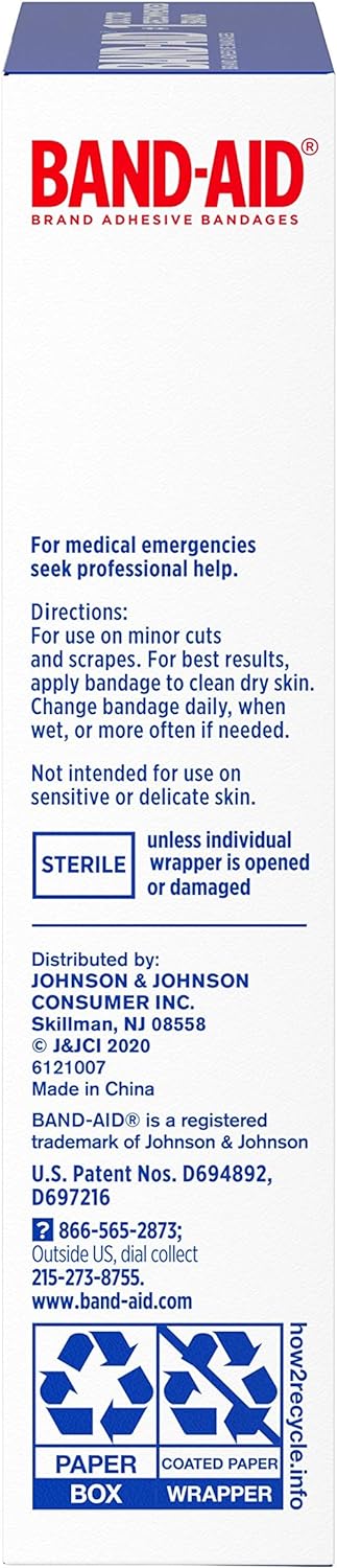 Band-Aid Brand Sterile Tough Strips Adhesive Bandages for First Aid & Wound Care, Durable Protection & Comfort for Minor Cuts & Scrapes, Heavy-Duty Fabric Bandages, Extra Large, 10 ct (Pack of 2) : Health & Household