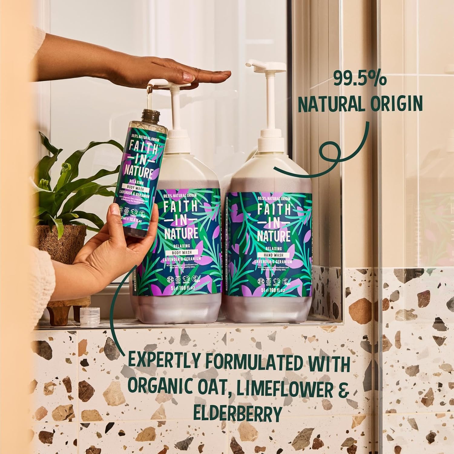 Faith In Nature Natural Lavender & Geranium Hand Wash and Body Wash Set, Vegan & Cruelty Free, No SLS or Parabens, 2 x 5L Pack : Amazon.co.uk: Beauty