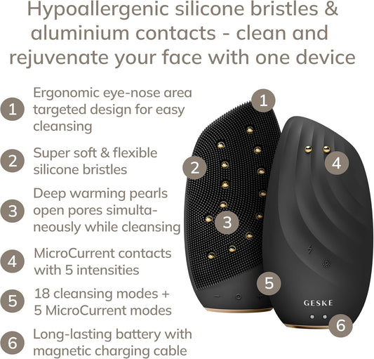 GESKE | SmartAppGuided™ Sonic Thermo Facial Brush & Face-Lifter | 8 in 1 | skin cleansing & anti-wrinkle | silicone electric cleansing brush | facial massager | cleansing & anti-aging : Amazon.co.uk: Beauty