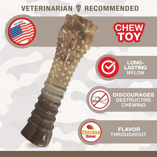 Nylabone Power Chew Camo Dog Toy - Dog Toys For Aggressive Chewers - Indestructible Dog Toys For Aggressive Chewers Large Breed - For Extra Large Dogs - Chicken Flavor X-Large/Souper - 50+ Lbs