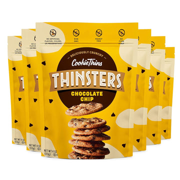 Thinsters Crunchy Thin Snack Cookies, Chocolate Chip, 4 Oz (Pack Of 6)