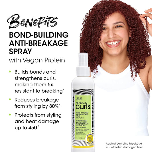 All About Curls Bond Building Anti-Breakage Spray, Strengthens & Protects, Vegan & Cruelty Free, Sulfate Free, 8 Fl Oz