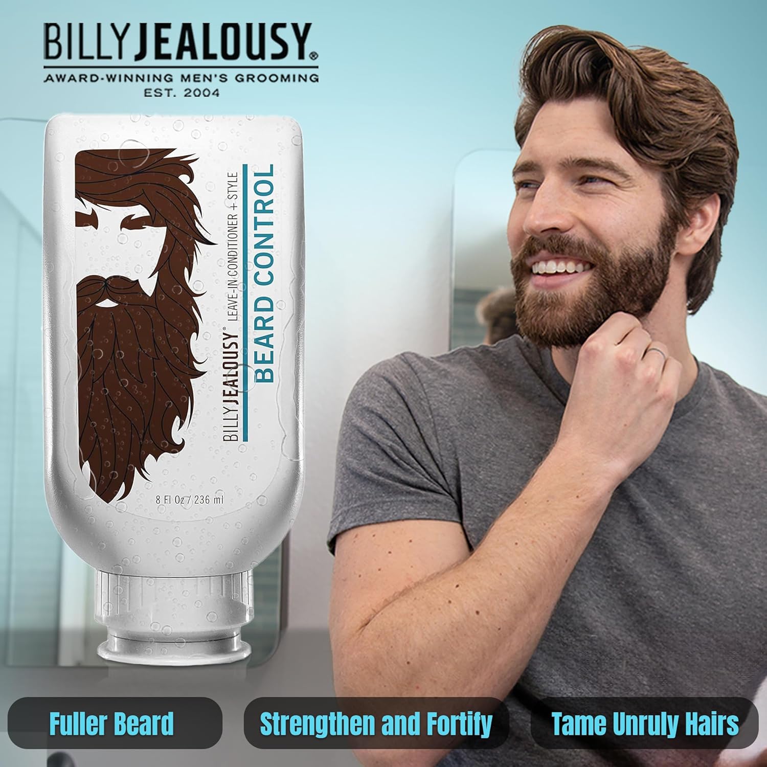 Billy Jealousy Beard Control Leave In Beard Conditioner For Men With Aloe Leaf Juice And Jojoba Seed Oil, Softens Hair And Skin, Light Hold With Matte Finish, 16 Fl Oz : Beauty & Personal Care