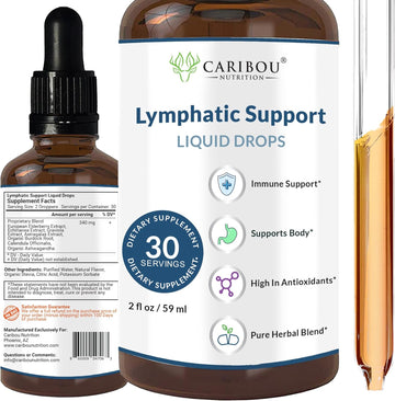 Caribou Nutrition Lymphatic Drainage Drops - Lymphatic Drainage Supplements For Immune Support | High Potency Lymphatic Support Drops With Elderberry And Echinacea | 30 Servings - 2Oz