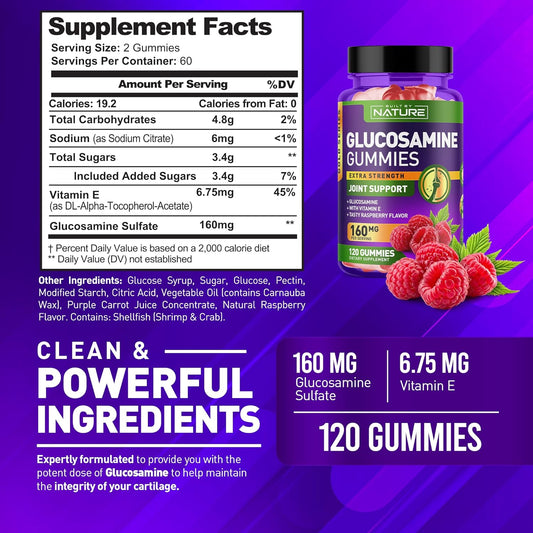 Built By Nature Glucosamine Gummies – Joint Support Supplement – Delicious Raspberry Flavor – Non-Gmo – 60 Gummies