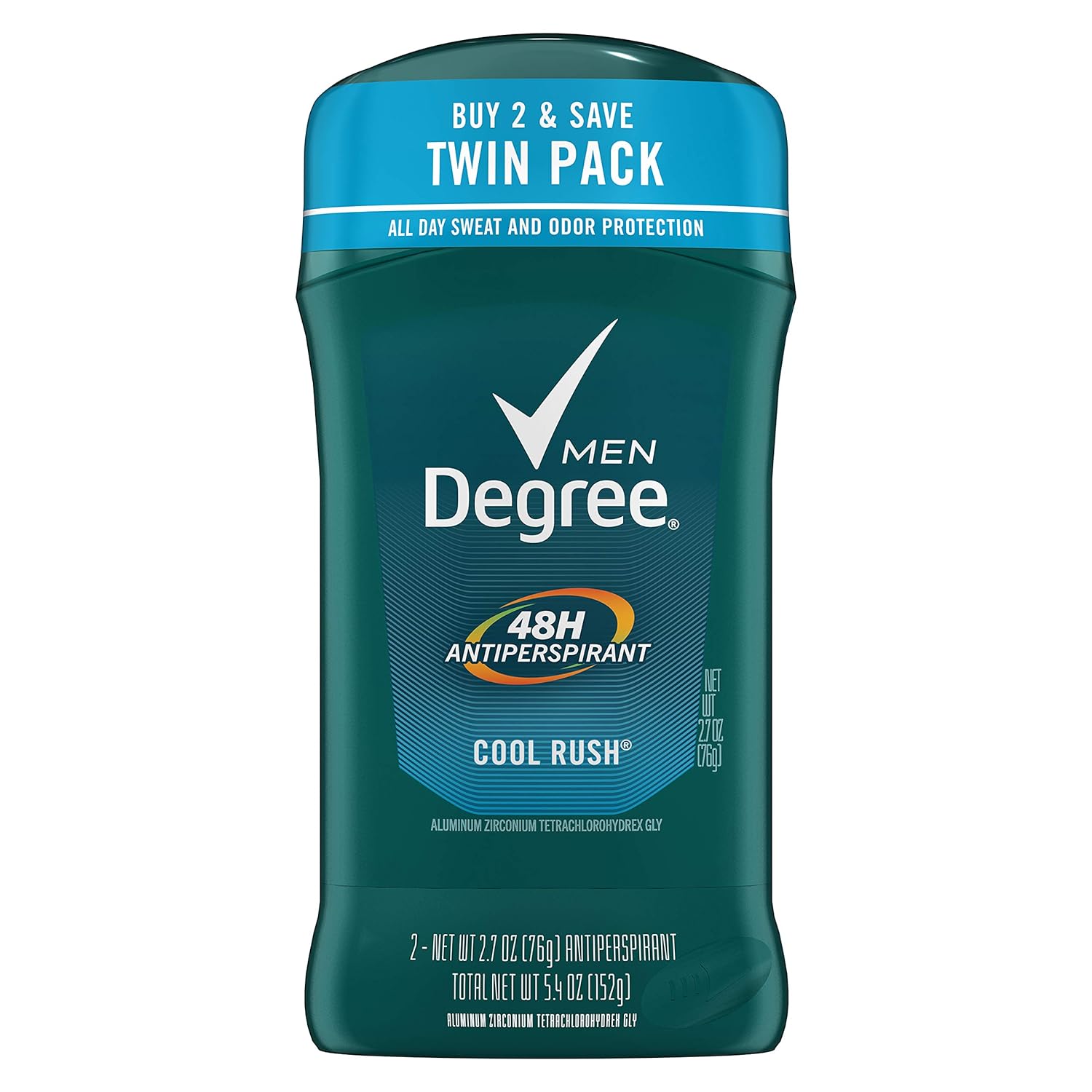 Degree Men Antiperspirant Deodorant Stick 48 Hour Sweat And Odor Protection Cool Rush Men'S Deodorant Keeps You Feeling Fresh And Dry, 2.7 Ounce (Pack Of 2)