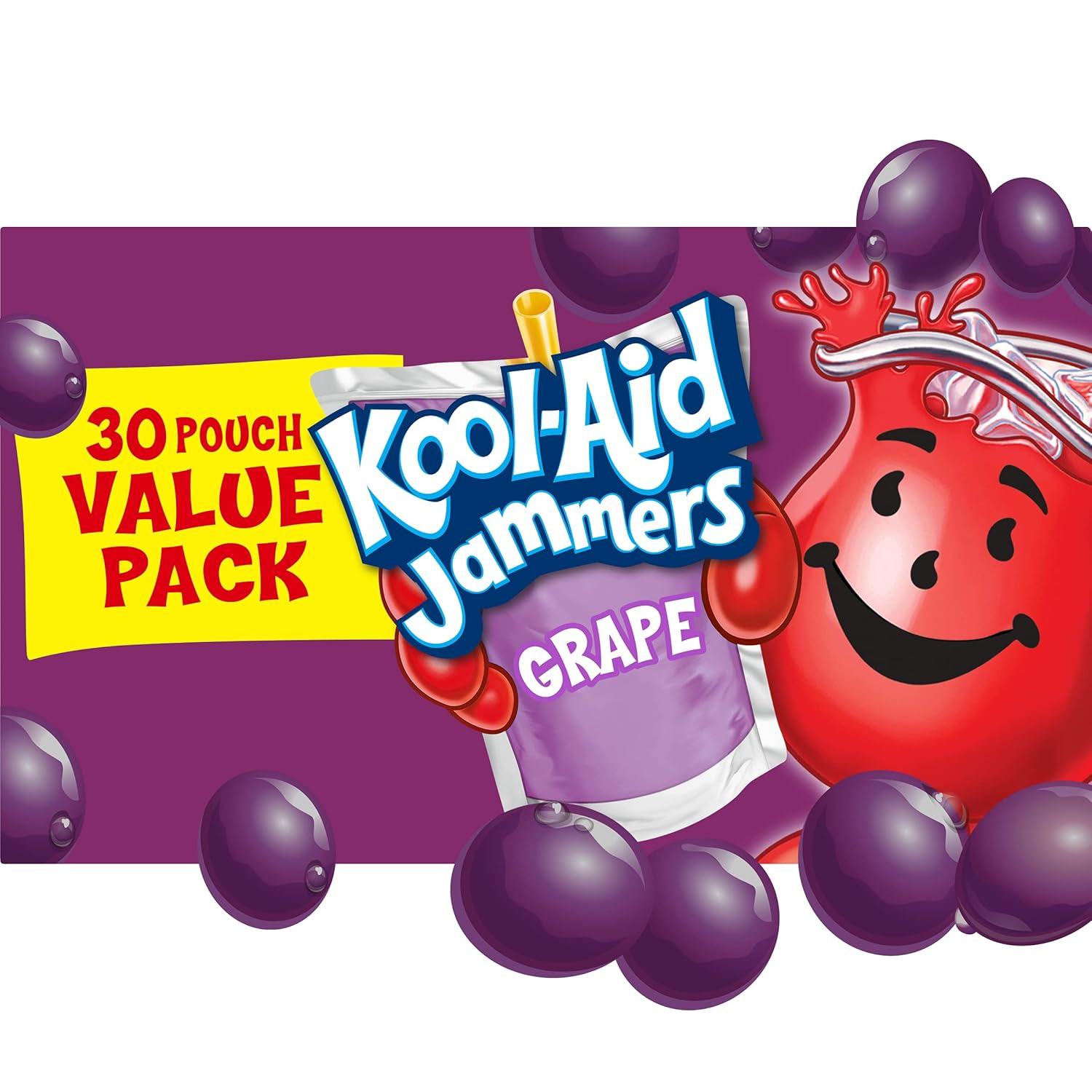 Kool-Aid Jammers Grape Artificially Flavored Soft Drink (30 Ct Box, 6 Fl Oz Pouches)