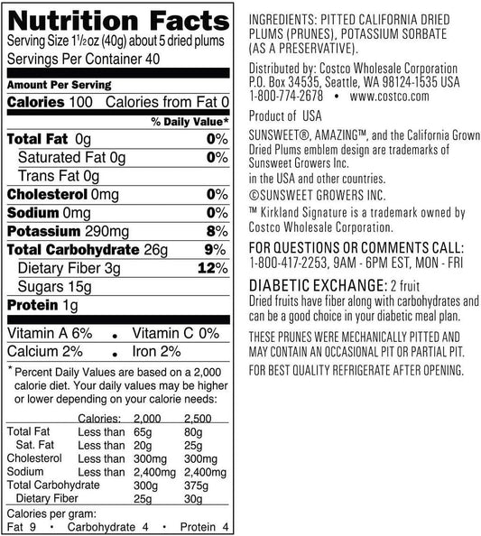 Kirkland Signature Expect More Sunsweet Whole Dried Plums, 7 Lbs
