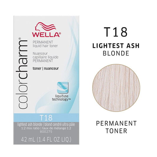 Wella Colorcharm Hair Toner, T18 Lightest Ash Blonde + 10 Vol. Developer