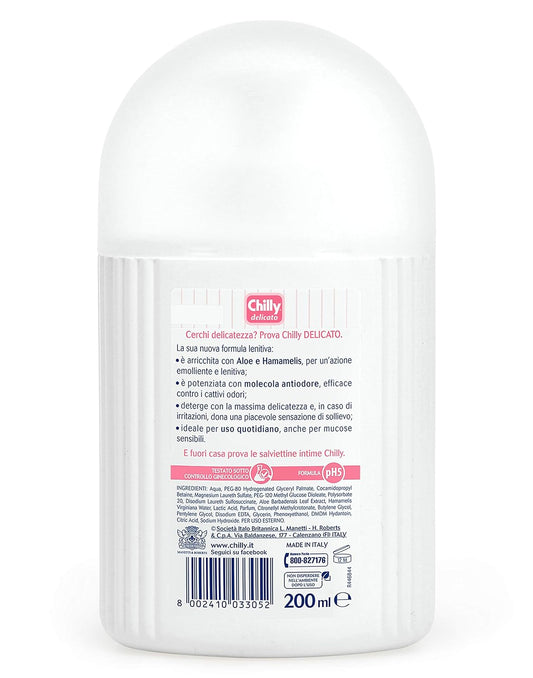 Chilly:"Formula Lenitiva" ("Lenitive Formula") Delicate Intimate Cleanser 6.76 Fluid Ounce (200ml) Package [ Italian Import ]