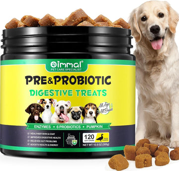 Probiotics for Dogs 120 Count, Dog Probiotic Chews with Digestive Enzymes for Gut Flora, Digestive Health, Immune & Bowel Support, Allergy Itch Relief, Reduce Diarrhea, Gas, Bad Breath