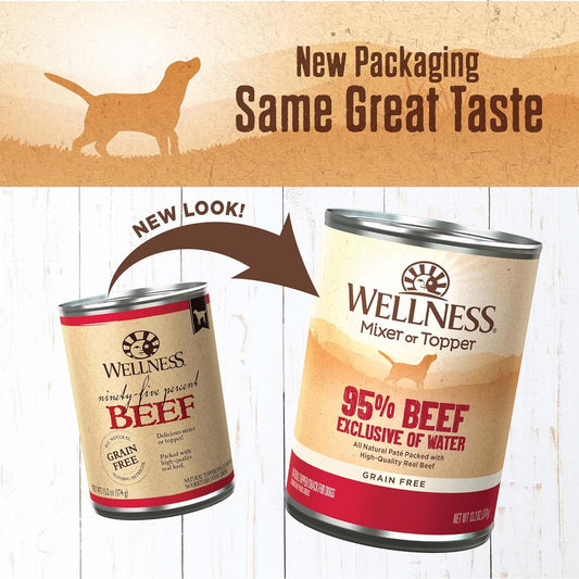 Wellness Natural Pet Food 95% Beef Natural Wet Grain Free Canned Dog Food, 13.2-Ounce Can (Pack Of 12)