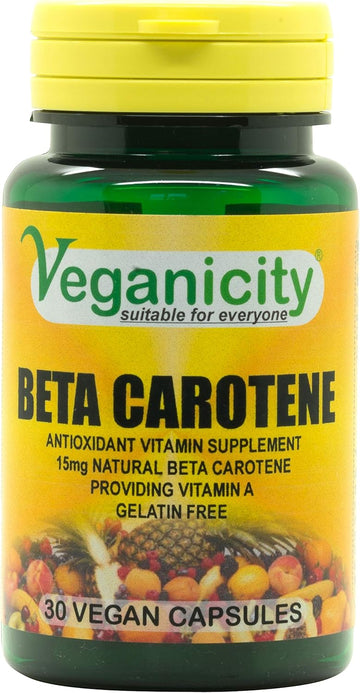 Veganicity Beta Carotene 15Mg : Vitamin A Supplement : 30 Capsules