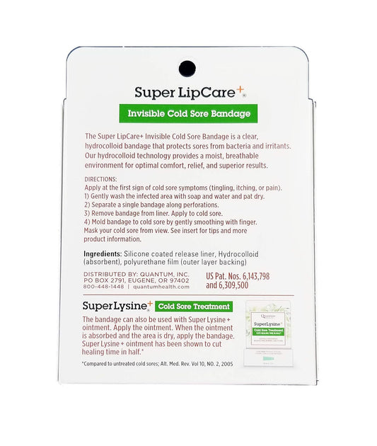 Quantum Health Super Lipcare+ Invisible Cold Sore/Fever Blister Bandages - Soothes And Protects, Helps Prevent Contamination And Hide Sores, 12 Ct