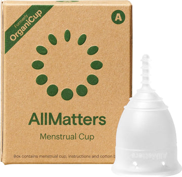 Allmatters Menstrual Cup Size A – Reusable Leak-Proof Period Alternative To Tampons. Medical Grade Silicone, Award-Winning, Toxin-Free (Formerly Organicup)