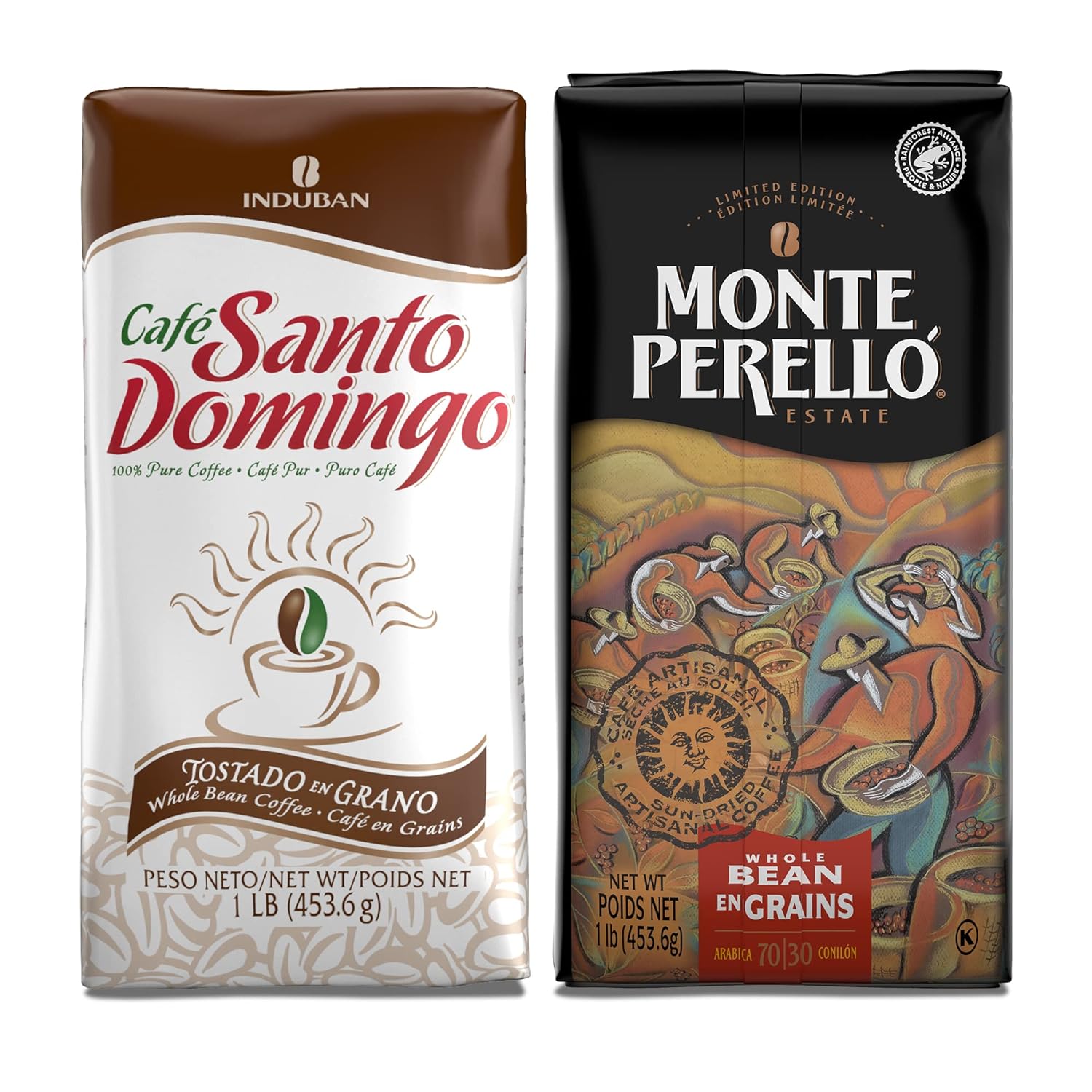 Café Santo Domingo + Monte Perello | Whole-Bean Coffee - 16 oz Bags Bundle - Products from the Dominican Republic