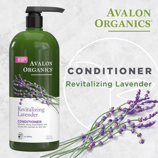 Avalon Organics Revitalizing Lavender Conditioner, For Smooth, Shiny, Touchably Soft Hair For Normal To Dry Hair, 32 Fluid Ounces