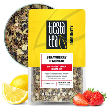 Tiesta Tea - Strawberry Lemonade | Strawberry Lemon Herbal Tea | Premium Loose Leaf Tea | Non-Caffeinated Fruit Tea | Make Hot Or Iced Tea & Brews Up To 25 Cups - 2 Ounce Resealable Pouch