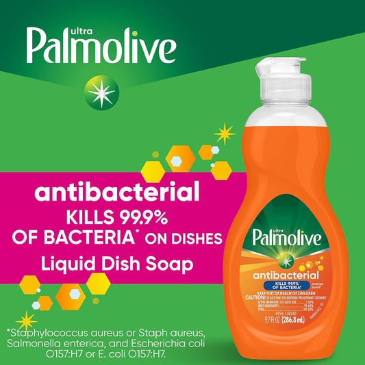 Palmolive Ultra Concentrated Antibacterial Liquid Dish Soap, Orange Scent, 9.7 Fl Oz (Pack of 16)