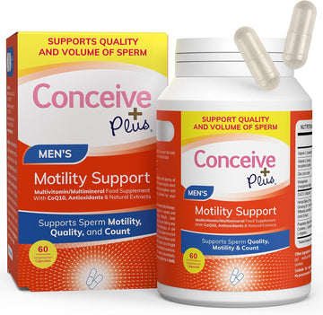 Conceive Plus Motility Boost For Men - Sperm Count Booster With Zinc, Ginseng, Q10, Vitamin D And Antioxidants - Men'S Fertility Supplement - 60 Capsules, 30 Day Supply