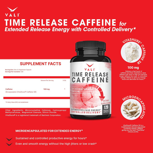 Vali Time Release Caffeine Electrolyte Salts With Caffeine Bundle - Smart Slow Release Caffeine For Extended Energy, Focus & Alertness And Rapid Oral Rehydration For Hydration Fluid Recovery