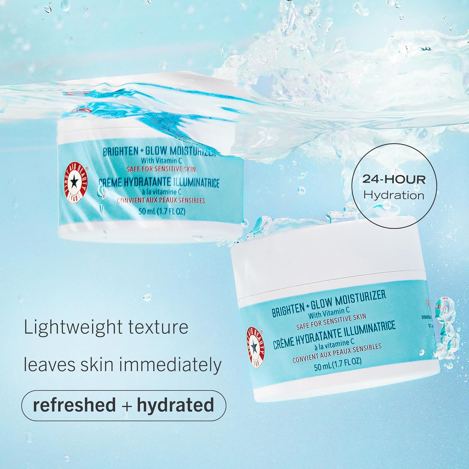 First Aid Beauty - Brighten + Glow Moisturizer With Vitamin C, Visibly Enhance Natural Healthy Glow For All Day Hydration, Lightweight Texture, Safe For Sensitive Skin, 1.7 Oz : Beauty & Personal Care