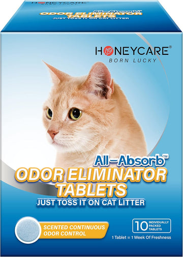 Honey Care All-Absorb Cat Litter Odor Eliminator Tablets ? Refresh Smell Long-Lasting Scent Away - Jasmine Fragrance (10Pcs/Box=4-10 Weeks), Blue