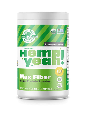 Manitoba Harvest Hemp Yeah! Organic Max Fiber Protein Powder, Unsweetened, 16Oz; With 13G Of Fiber, 13G Protein And 2.5G Omegas 3&6 Per Serving, Keto-Friendly, Preservative Free, Packaging May Vary