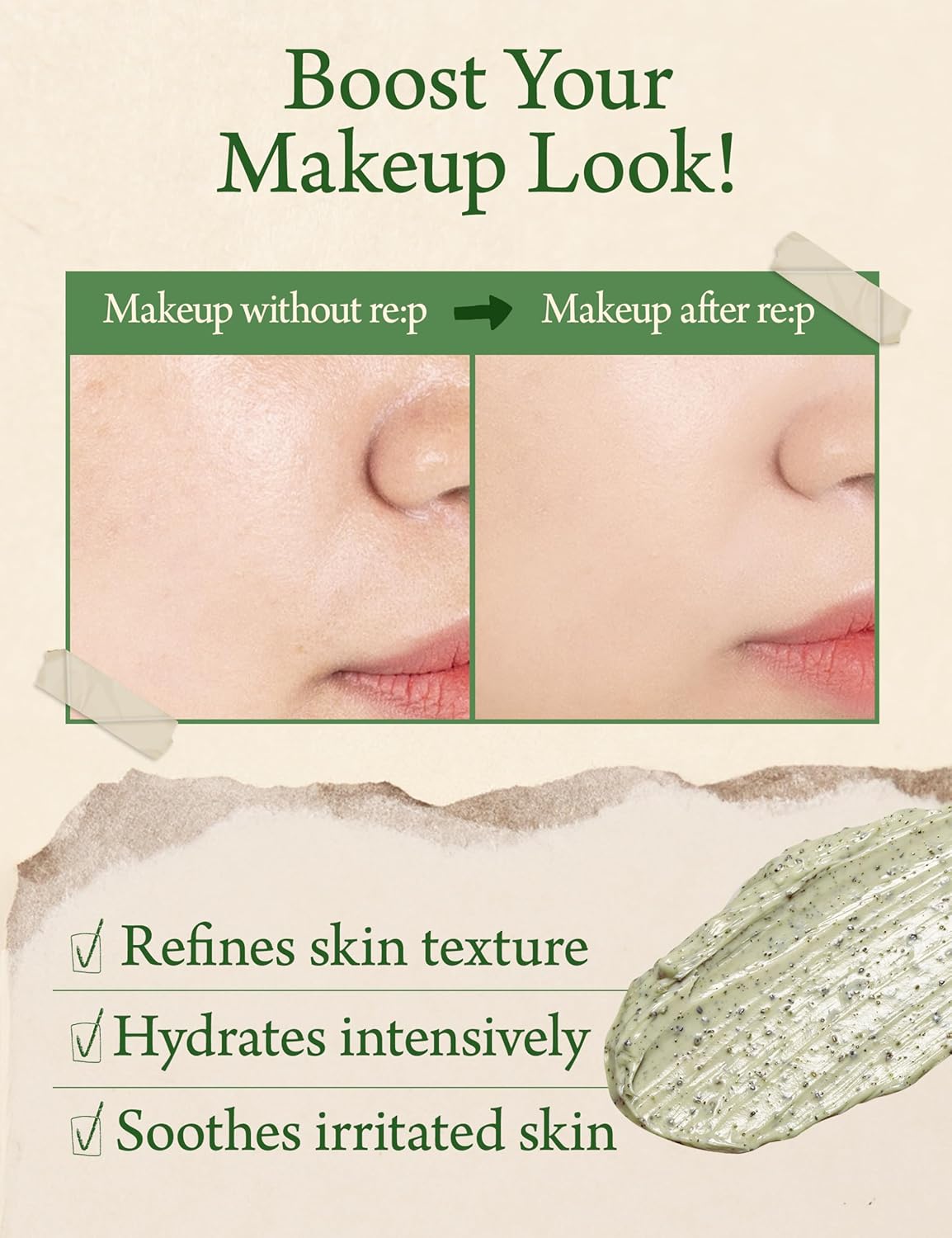 Re:P Bio Fresh Mask With Real Nutrition Herbs 4.58 Fl Oz (130G) - 100% Vegan, Cruelty-Free - Natural Nourishing Peel Off Mask With Real Peppermint + Real Rosemary – Korean Skin Care : Beauty & Personal Care