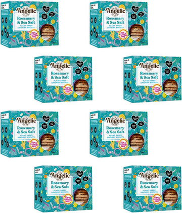 Angelic Free From 8 Pack Vegan Rosemary & Sea Salt Savoury Crackers. Multipack Gluten & Allergen Free Snack Biscuits. Low Calorie Plant Based Snacking For Cheese, Dip, Houmous & Snacks (8 X 142G)