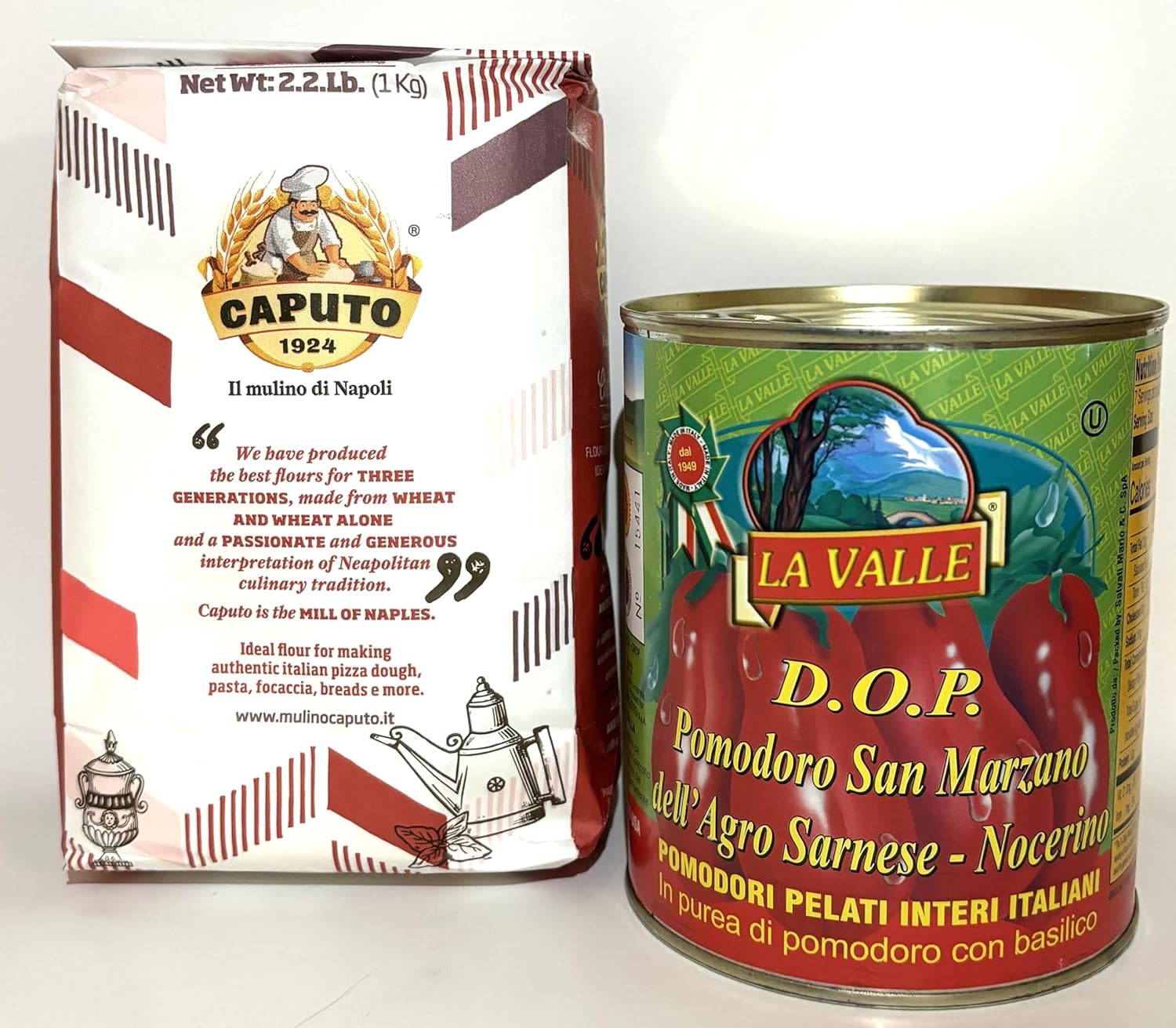 00 Flour For Pizza Dough, With A 1.75 Lb Authentic San Marzano Whole Peeled Tomatoes. A Perfect Combo For An All Italian Neapolitan Pizza. (Combo Includes 1Bag Of 2.2 Lb Caputo 00 Flour And A 1.75 Lb