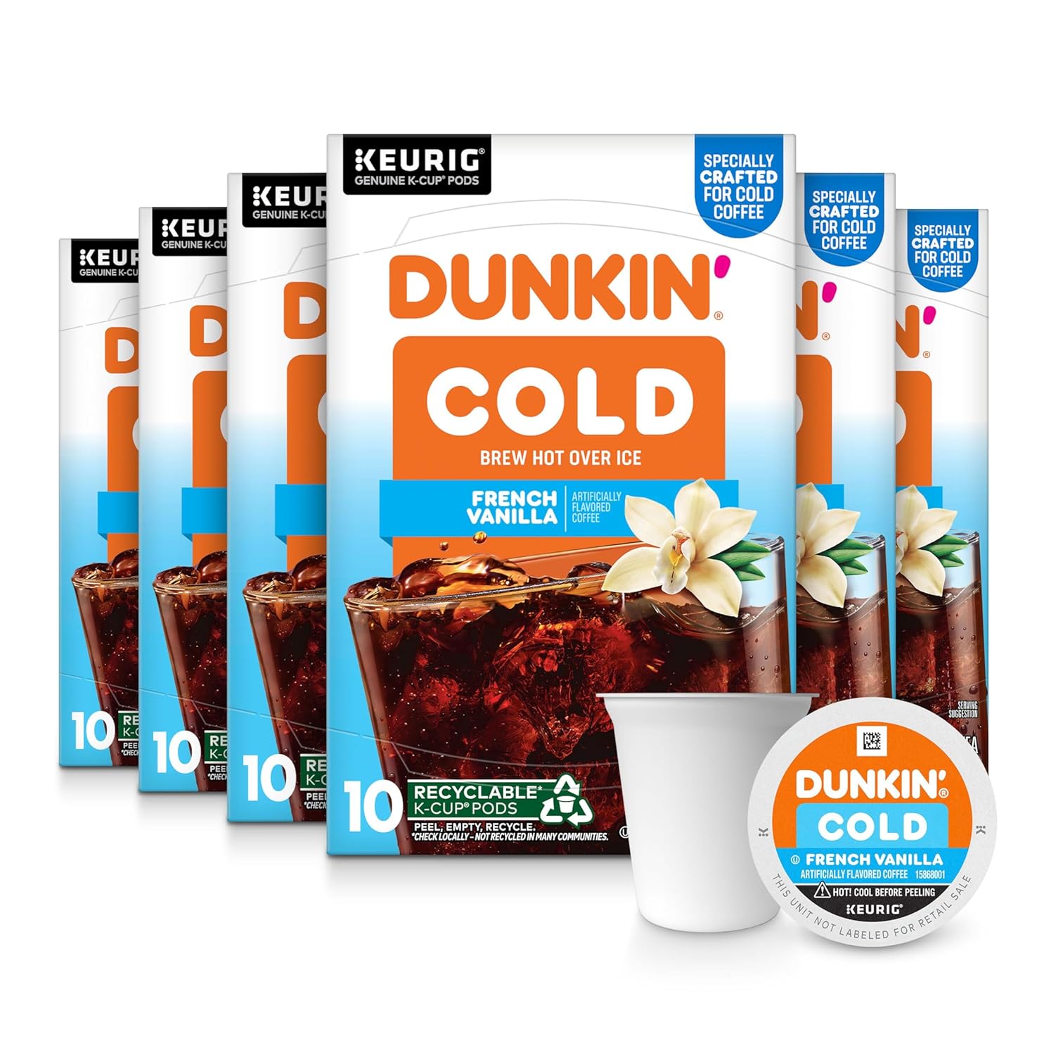 Dunkin' Cold French Vanilla Flavored Coffee, 60 Keurig K-Cups