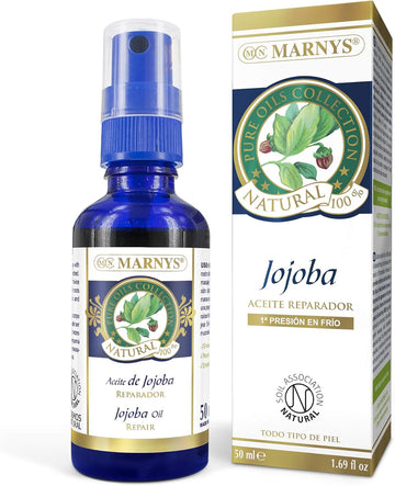 Marnys Jojoba Oil, 100% Natural Repair Oil, Oil For Oily Or Mixed Skin And Hair, Moisturising For Hair, Face, Cuticles, Body And Nails - Bottle 50 Ml