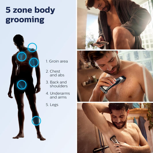 Philips Norelco Bodygroom Series 7000 Showerproof Body & Manscaping Trimmer & Shaver With Case And Replacement Head For Above And Below The Belt, Bg7040/42