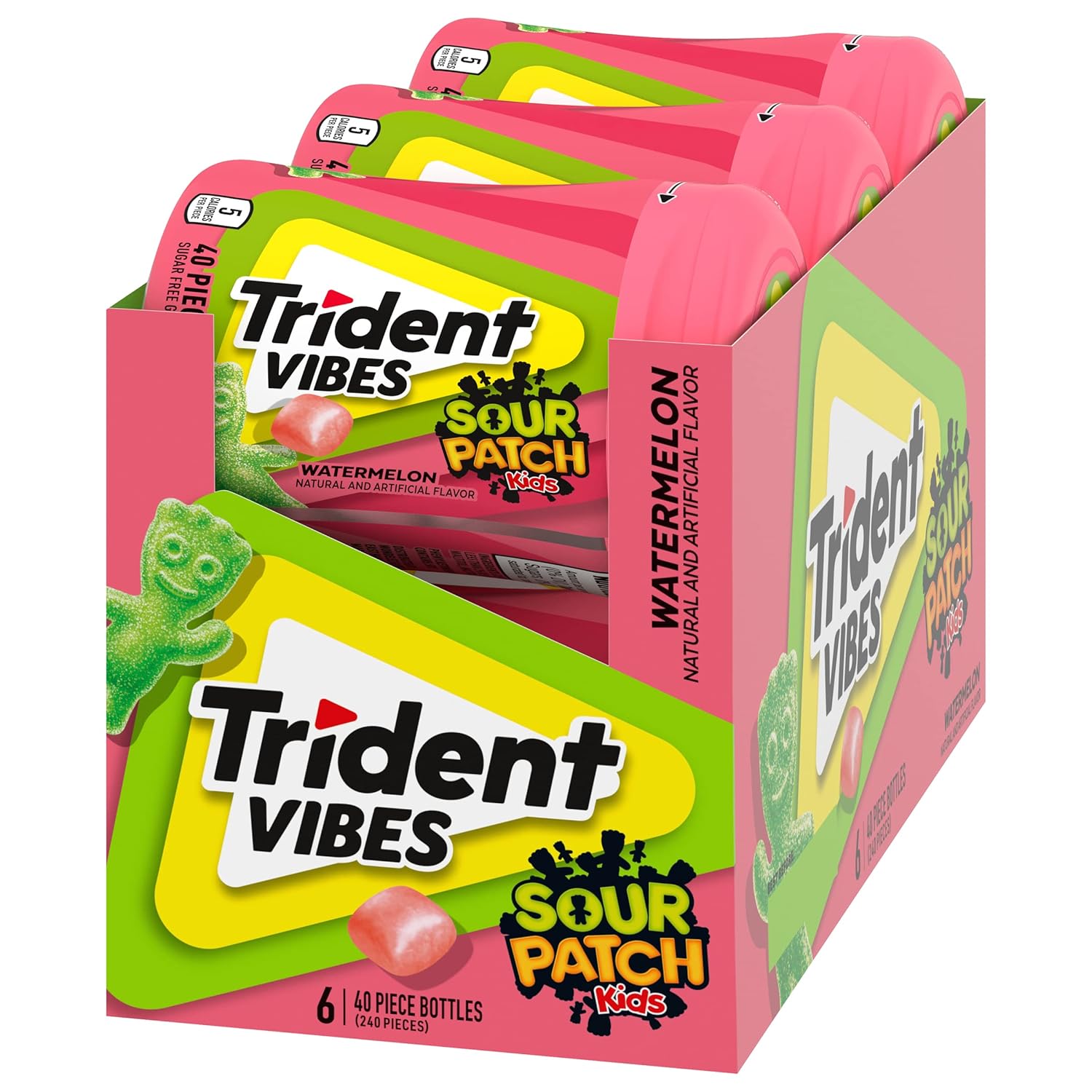 Trident Vibes Spearmint Rush Sugar-Free Chewing Gum, 6 Bottles Of 40 Pieces (240 Total Pieces) : Grocery & Gourmet Food