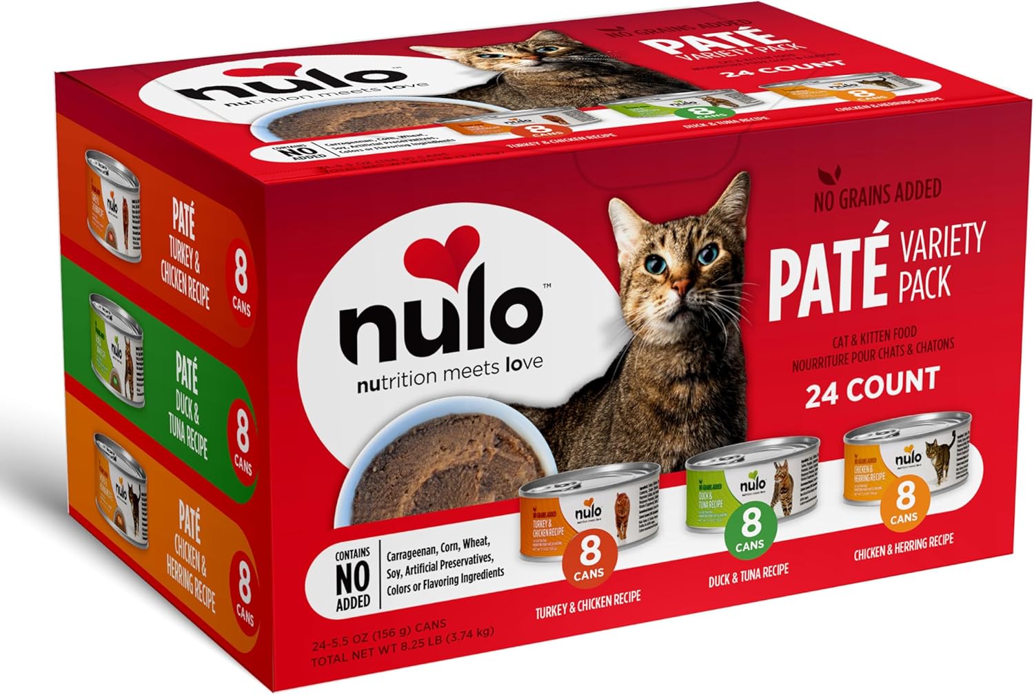 Nulo Freestyle Grain-Free Cat & Kitten Wet Pate Canned Food With 5 High Animal-Based Proteins And Vitamins To Support A Healthy Immune System And Lifestyle, Variety Pack, 5.5 Oz, 24-Count