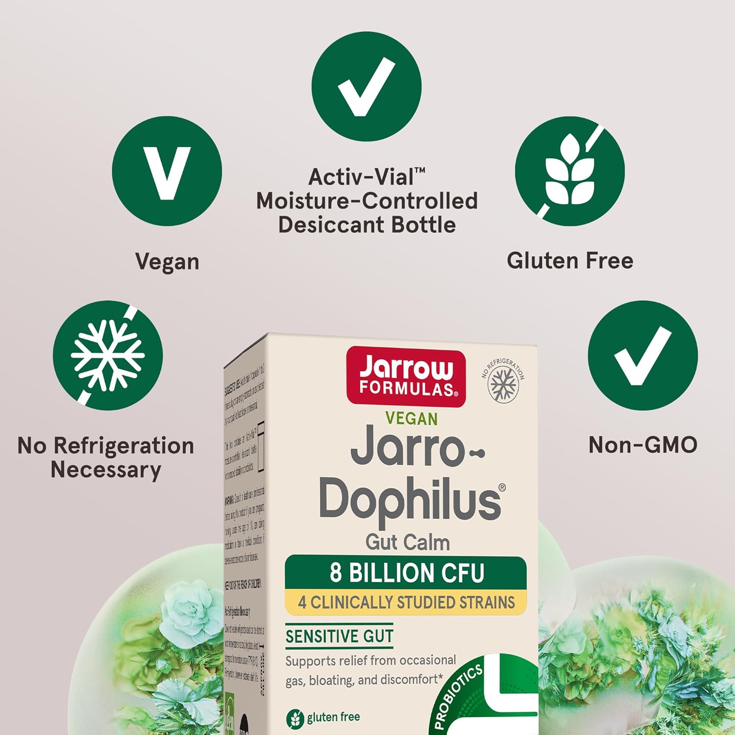 Jarrow Formulas® Jarro-Dophilus® Gut Calm Probiotic, 8 Billion Cfu Supplement For Digestive Health, 30 Delayed Release Capsules, 30 Day Supply : Health & Household
