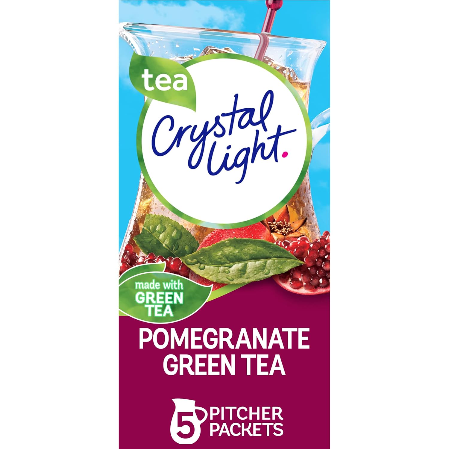 Crystal Light Sugar-Free Pomegranate Green Tea Naturally Flavored Powdered Drink Mix 5 Count Pitcher Packets